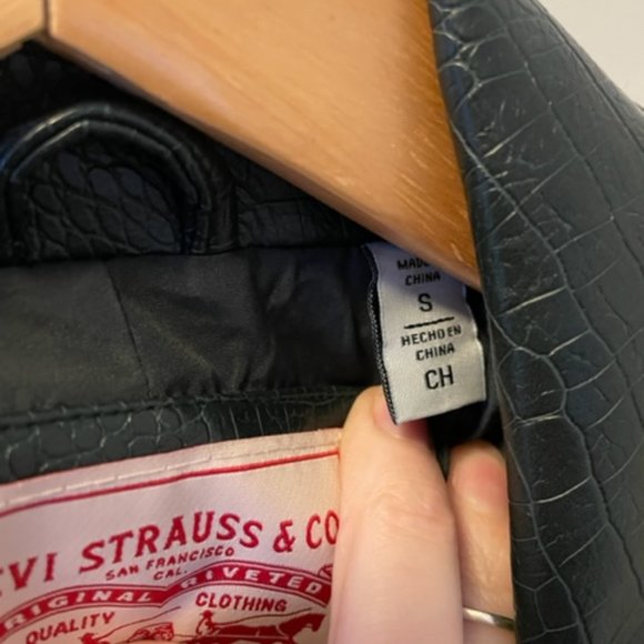 Levi's - Faux Snake Skin Moto Jacket - Emerald Green - Picture 5 of 7